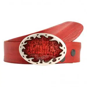 Ledergürtel Damen Rot Wechselgürtel Ledergürtel mit Wechselschnalle Wechselschließe Flamme oval rot