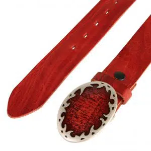 Wechselgürtel Ledergürtel mit Wechselschnalle Wechselschließe Flamme oval rot