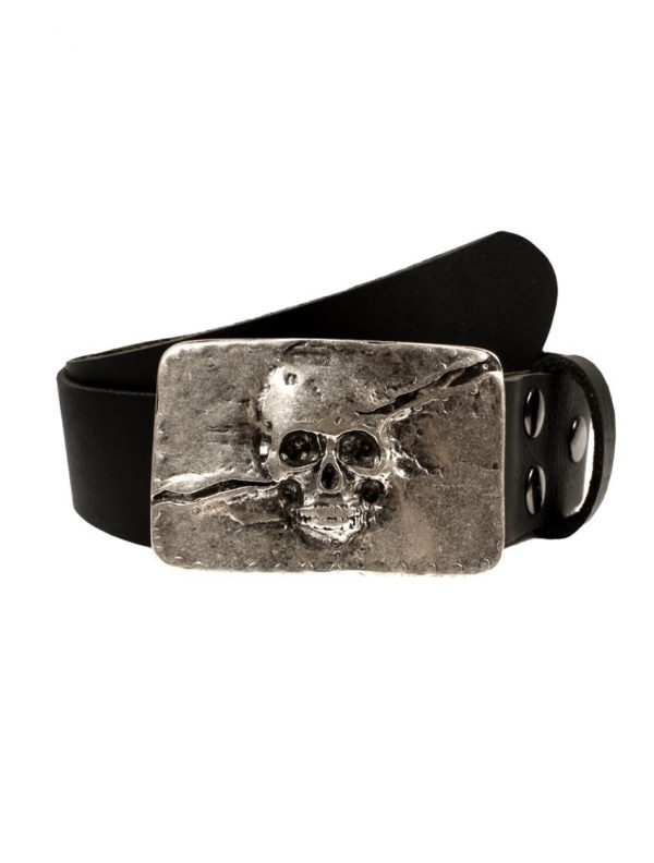 Ledergürtel Herren Schwarz Totenkopf