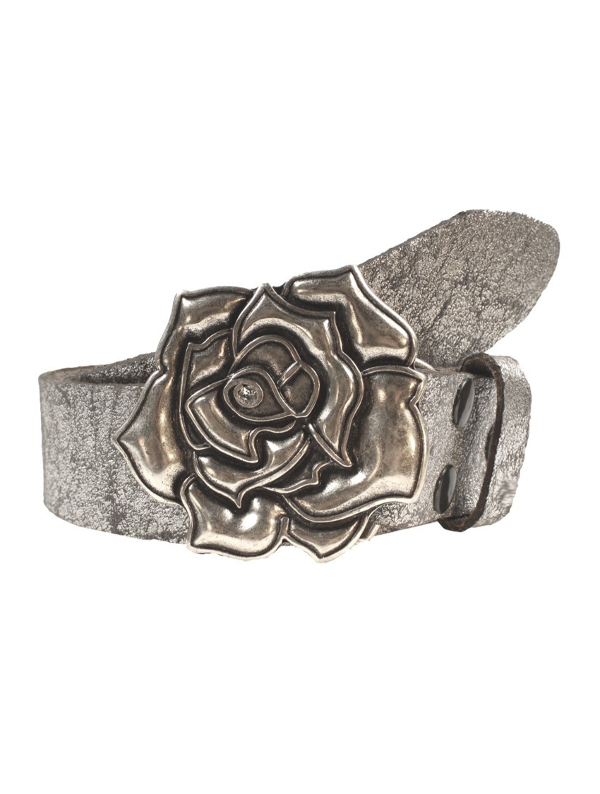 Vintage Lame Silber - Rose Swarovski - Rettungsring Gürtel ✓