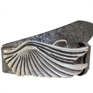 Ledergürtel Silber Vintage Lame Silber Flügel