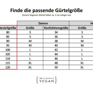 Gürtellänge Vegane Gürtel