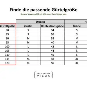 Gürtellänge Vegane Gürtel