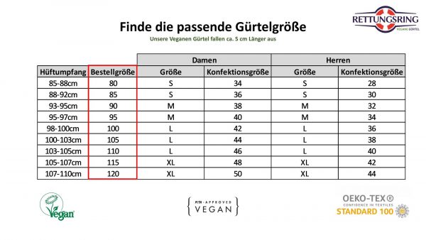 Gürtellänge Vegane Gürtel