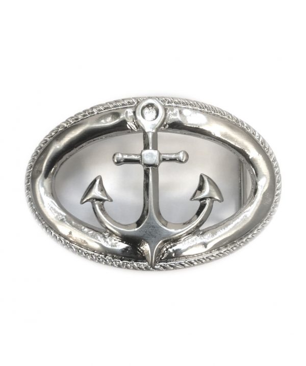 Gürtelschnalle Anker oval Silber Satiniert Rettungsring Gürtel