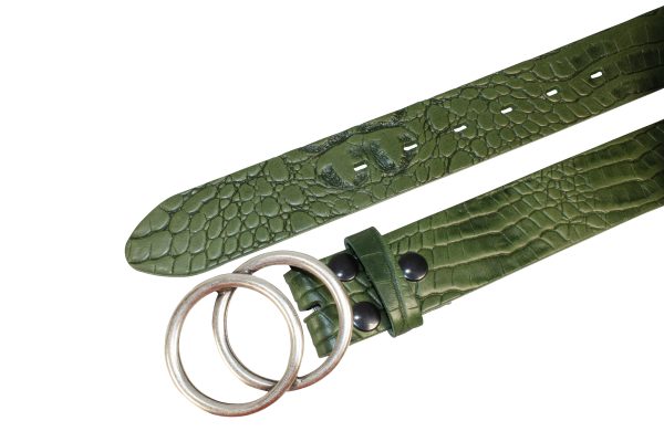 Primavera Green - 2 Kreise Silber - Rettungsring Ledergürtel Grün Gürtel Grün