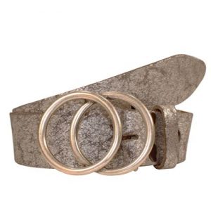 Ledergürtel Silber Vintage Lame Silber 2 Kreise Silber