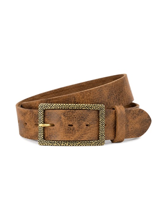 4cm Wasserbüffel Antik Cognac - Dorn Noppen Gold